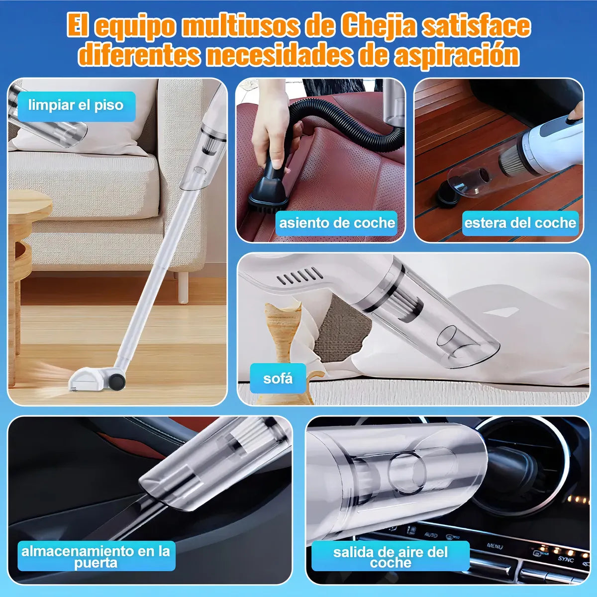 Aspiradora Inalámbrica 3 en 1 – Potente Succión 18 KPa, Ultra Silenciosa