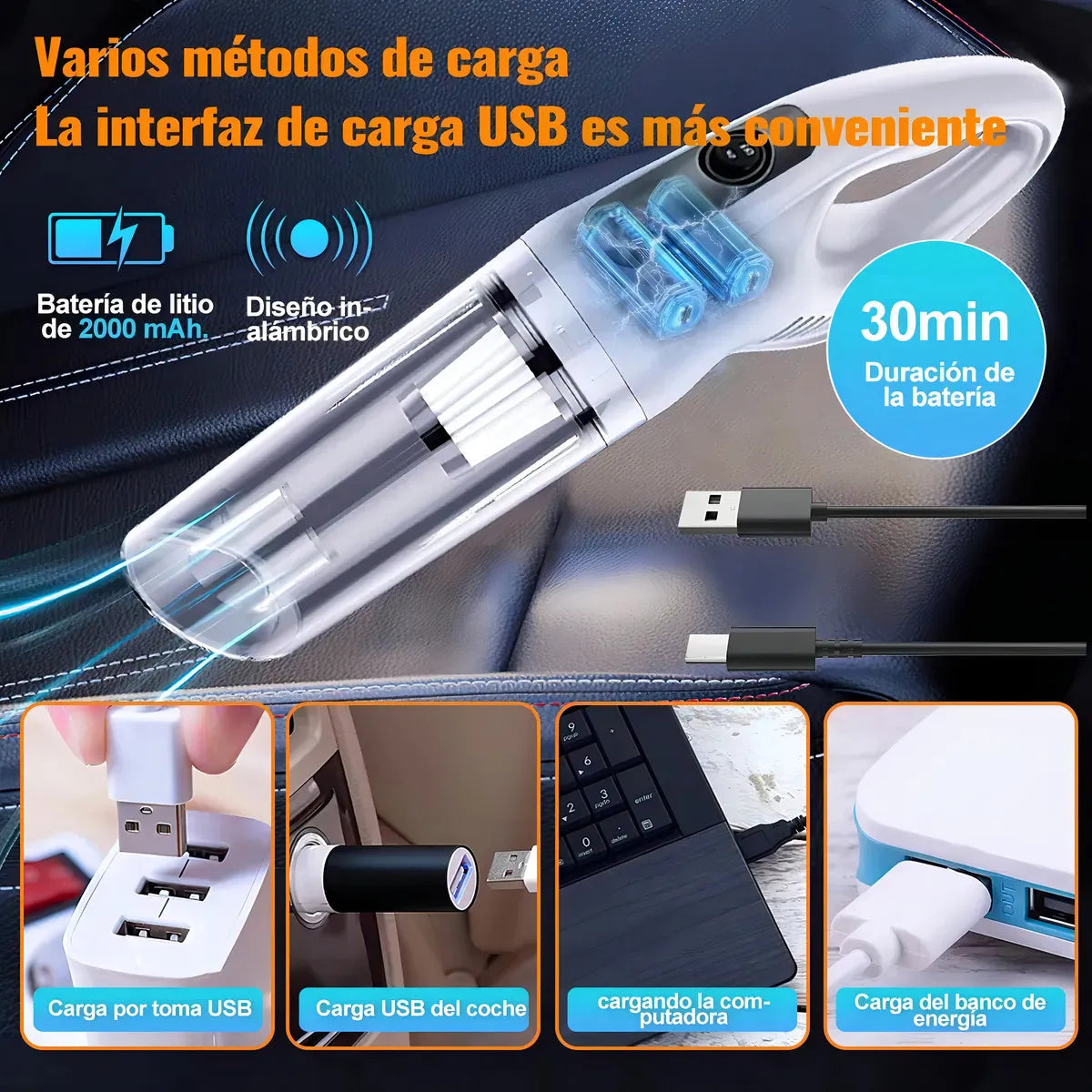 Aspiradora Inalámbrica 3 en 1 – Potente Succión 18 KPa, Ultra Silenciosa