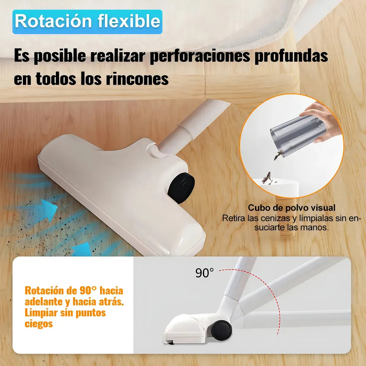 Aspiradora Inalámbrica 3 en 1 – Potente Succión 18 KPa, Ultra Silenciosa