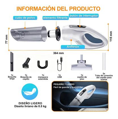 Aspiradora Inalámbrica 3 en 1 – Potente Succión 18 KPa, Ultra Silenciosa